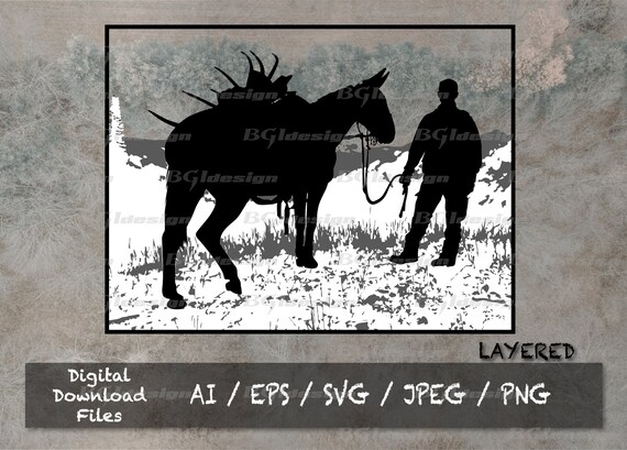 Pack Mule 1 Vector Eps / Ai / Svg / Png Backcountry Hunting - Etsy