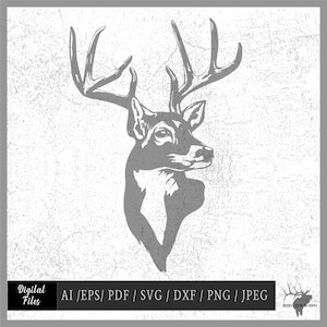 Weißwedelhirsch 34 WTD34 Vektor eps / ai / pdf / dxf / svg / png / jpeg Bock Silhouette
