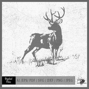 Buck Im Feld Vektor eps / ai / svg / pdf / dxf / png / jpeg Buck Silhouette