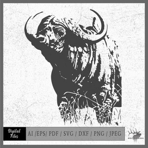 Water Buffalo 1 vector eps / ai / pdf / svg / dxf / png / jpeg Buffalo
