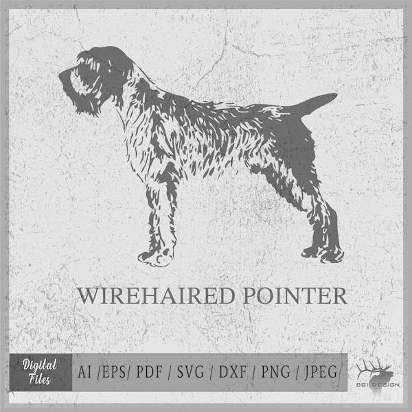 Wirehaired Pointer vector eps / ai / svg / pdf / dxf / png / jpeg Pheasant Hunting Chucker Hunting Hunting Dog