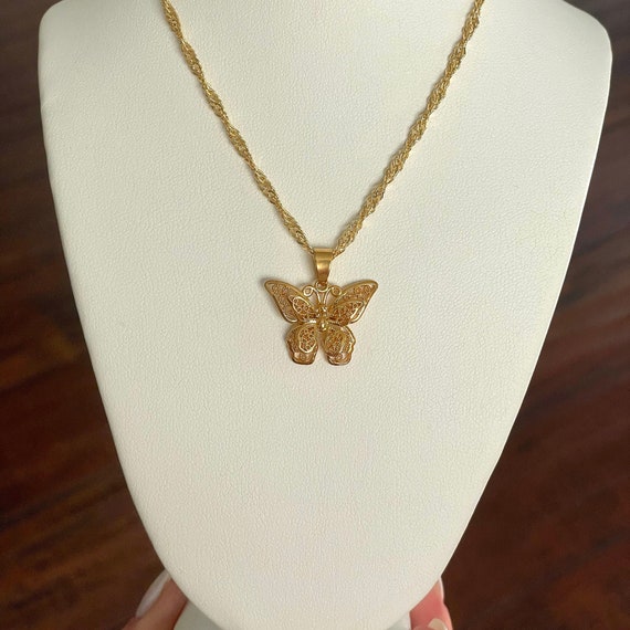 Gold Mariposa Butterfly Necklace 18K 