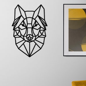 Geometric Wolf Wall Art, Wooden Wolf Decor, Modern Animal Wall Hanging, Nordic Wolf Silhouette, Rustic Wood Wall Decor
