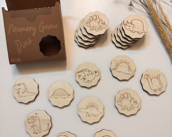 Wooden Dinossaur Memory Game, Personalized Gifts for Kids Matching Cards Wood Montessori Toys Learning Toys For Toddlers