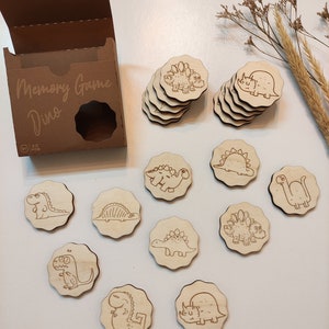 Jeu de mémoire en bois Dinossaur, cadeaux personnalisés pour enfants Cartes assorties Montessori Jouets d'apprentissage pour les tout-petits
