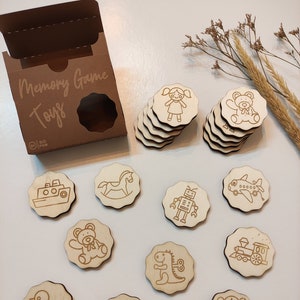 Jeu de mémoire en bois, cadeaux pour enfants Cartes assorties Jouets Montessori en bois Jouets d'apprentissage pour les tout-petits