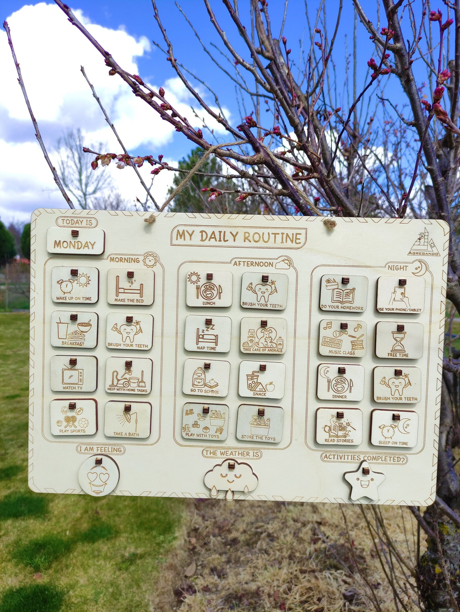 Wooden Daily Routine Chart My Daily Routine Routine Chart | Etsy
