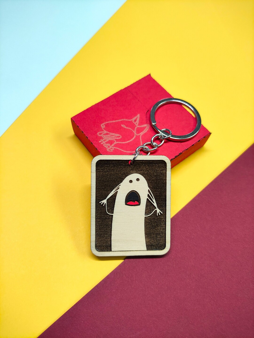 Crazy Hair-pulling Keychain, Funny Wooden Keychain, Quirky Gift for ...