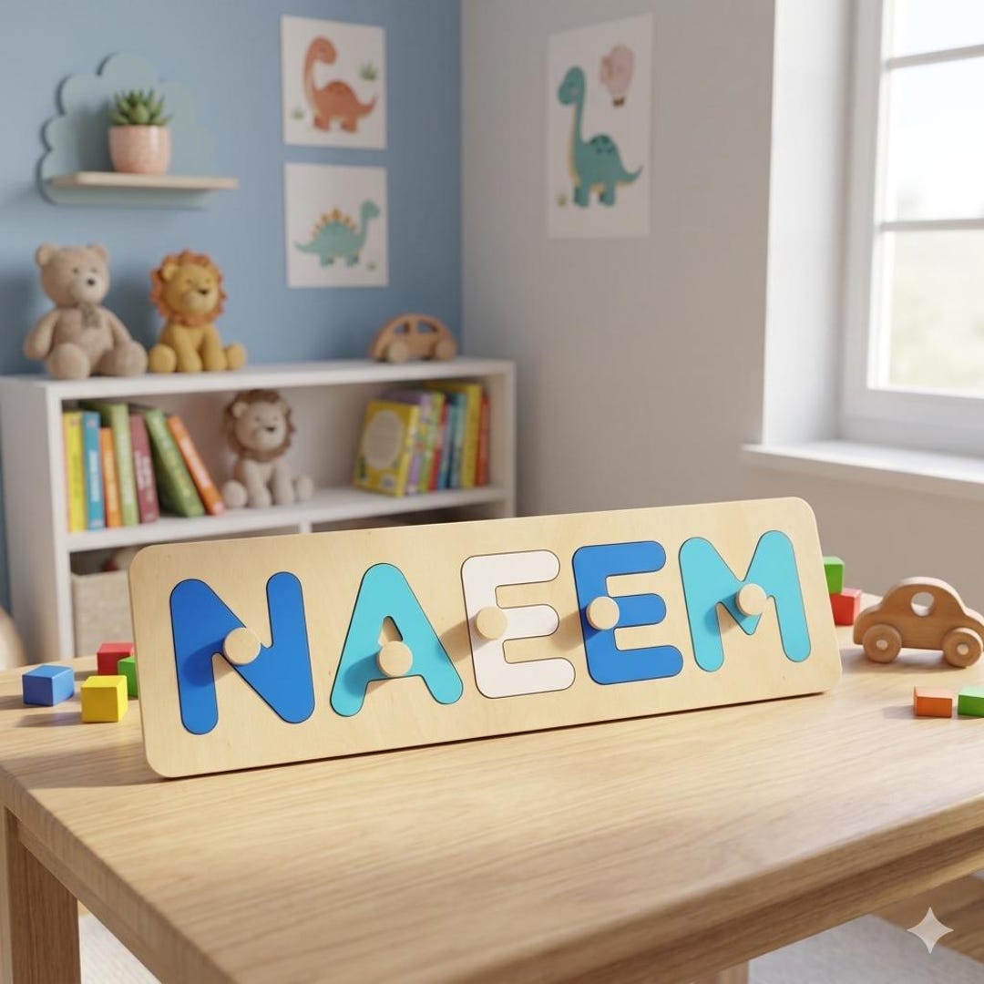 Custom Wooden Name Puzzle for Kids • Montessori Learning Board ...