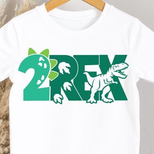 2 REX Svg Pdf Png Esp Instant download 2nd birthday T-rex dinosaur cutting file decal