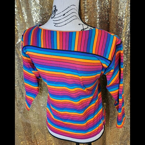 Fun & Funky Vintage 70s / 80s Rainbow Stripe Boat… - image 4