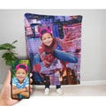 Personalized Superhero Custom Velveteen Plush Blanket, Custom Spiderman Gift, Superhero Birthday Gift, Personalized Blanket for Kids