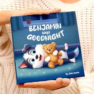 Personalisiertes Kinderbuch, Baby Geschenk, Namenbuch, Name sagt Gute Nacht, Gute-Nacht-Buch, personalisiertes Buch mit 30 Seiten für Jungen und Mädchen