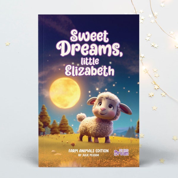 Cadeau pour bébé, livre pour enfants personnalisé avec animaux de la ferme, livre de noms personnalisé, petits rêves fais de beaux rêves, livre pour l'heure du coucher, livre de 30 pages