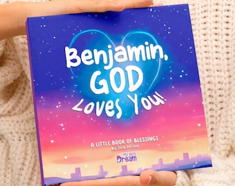 Libro infantil personalizado, regalo de bautizo, Dios te ama, libro con nombre personalizado, regalo de bautizo para niño o niña, Mi libro de bendiciones