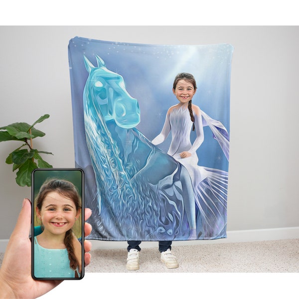 Couverture personnalisée en peluche velours Elsa, couverture personnalisée La Reine des Neiges, cadeau Elsa personnalisé, cadeau d'anniversaire la Reine des neiges, couverture personnalisée pour enfants