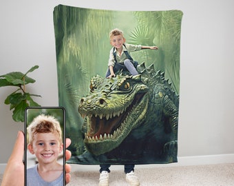Personalized Alligator Blanket, Custom Velveteen Plush Blanket, Alligator Gift, Alligator Birthday Gift, Crocodile, Custom Blanket for Kids