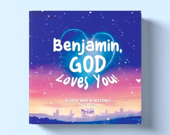 Livre pour enfants personnalisé, cadeau de baptême, Dieu vous aime, livre de nom personnalisé, cadeau de baptême pour garçon ou fille, mon livre de bénédictions