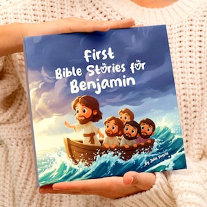 First Bible Stories Book, Baptism Gift, Personalized Children&#39;s Book, Custom Name Book, Baptism Gift for Boy or Girl, Bible Book for Kids