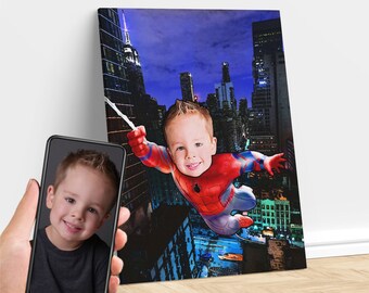 Spiderman - Custom Canvas, Superhero Birthday Gift, Gift for Kids, Gift for Baby