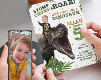 Decento® Invito compleanno Dino – 8 biglietti con busta per ragazzi – compleanno per bambini dinosauro T-Rex Party – Inviti per bambini da compilare e scrivere