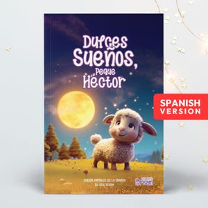 Regalo para Bebé, Baby Gift Spanish Version, Libro de Nombre Personalizado para Niños con Animales de Granja en Español, Libro para Dormir