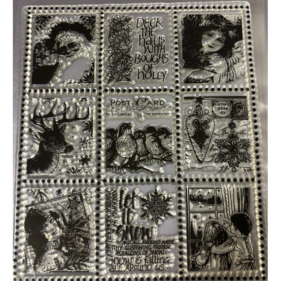 Clear stamp, Christmas theme, postage stamp, scrapbook,, card making, crafts,