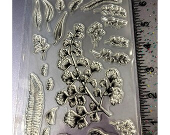 Clear stamp,  Botanical, Leaves, Ferns, Flowers, scrapbooking, card making, crafts.