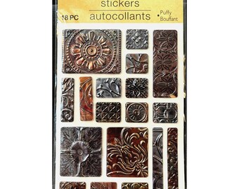 Metallic, Ornate, Mediterranean  style, raised design, tiles, puffy  stickers