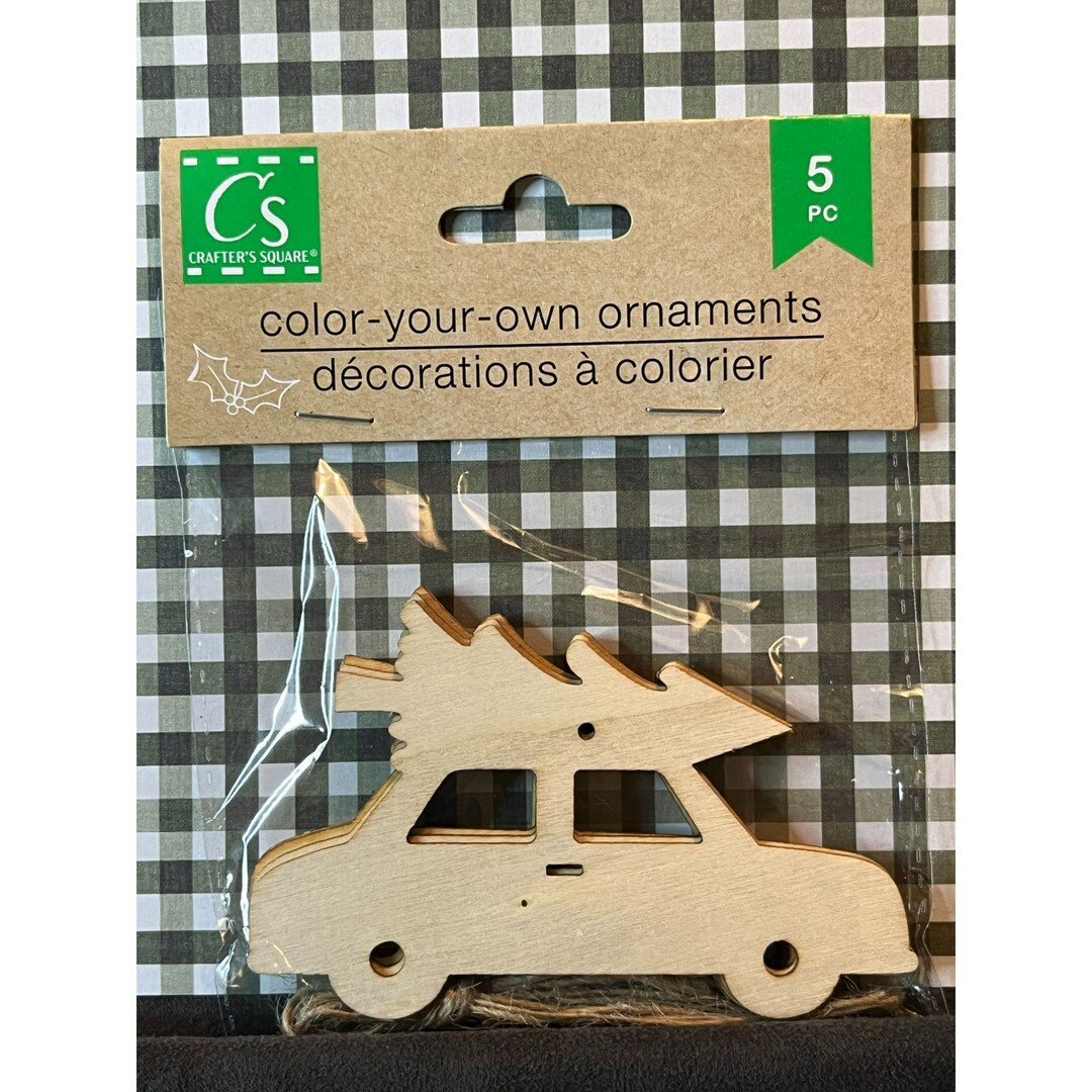Car With Christmas Tree Wood Cutouts With Jute Hangers for Crafting - Etsy