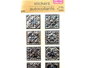 Crafters Square, Puffy Stickers, Scrap booking, Crafting, Resin Crafts, Tile Stickers, Silver, Blue