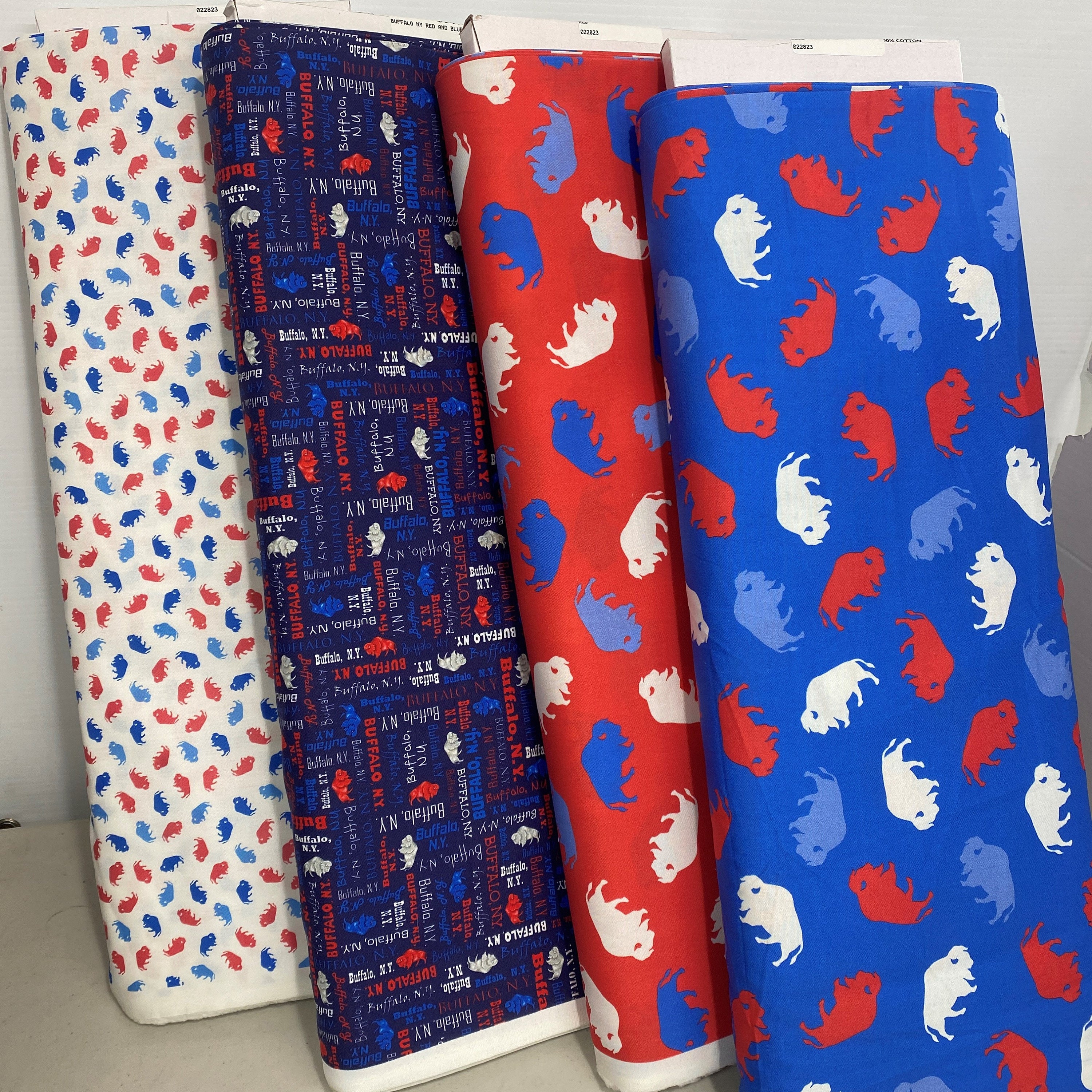 Buffalo NY - Red and White Tossed BUFFALOS on BLUE, Buffalo Bills - Etsy