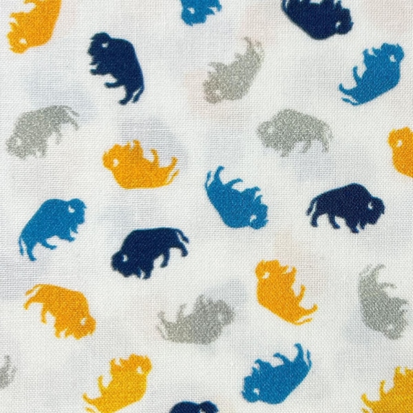 Buffalo NY - Yellow & Blue tossed Buffalos on White SABRES