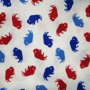 Buffalo NY - Red and Blue tossed BUFFALOS on white