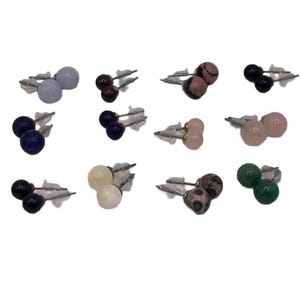 Multicolored Natural Stone Stud Earring Set / 20 Pair Bulk Jewelry Collection / Assorted Gemstone Spheres / IWOULDBUYTHATCO