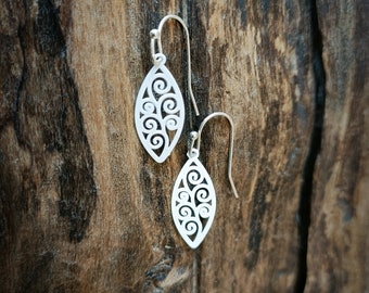 New Zealand White Earrings, Maori Design, Gift for her.