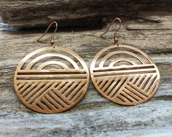 Handmade Maori Earrings: Rose Gold Stainless Steel Dangle Earrings