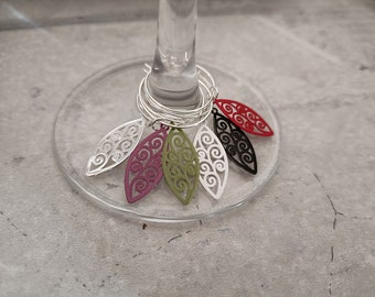 New Zealand Gift, beautiful Wine Charms, multi colored Koru design, beautiful NZ Kiwi Present.