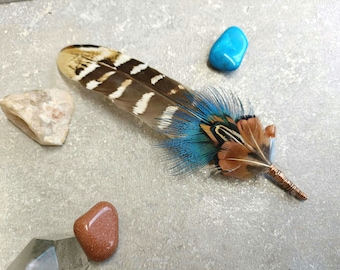 Powerful Blue Eagle Ceremonial Feather Wand From New Zealand, Using Ethical Feathers. Remove Negative Energy, with Quartz.