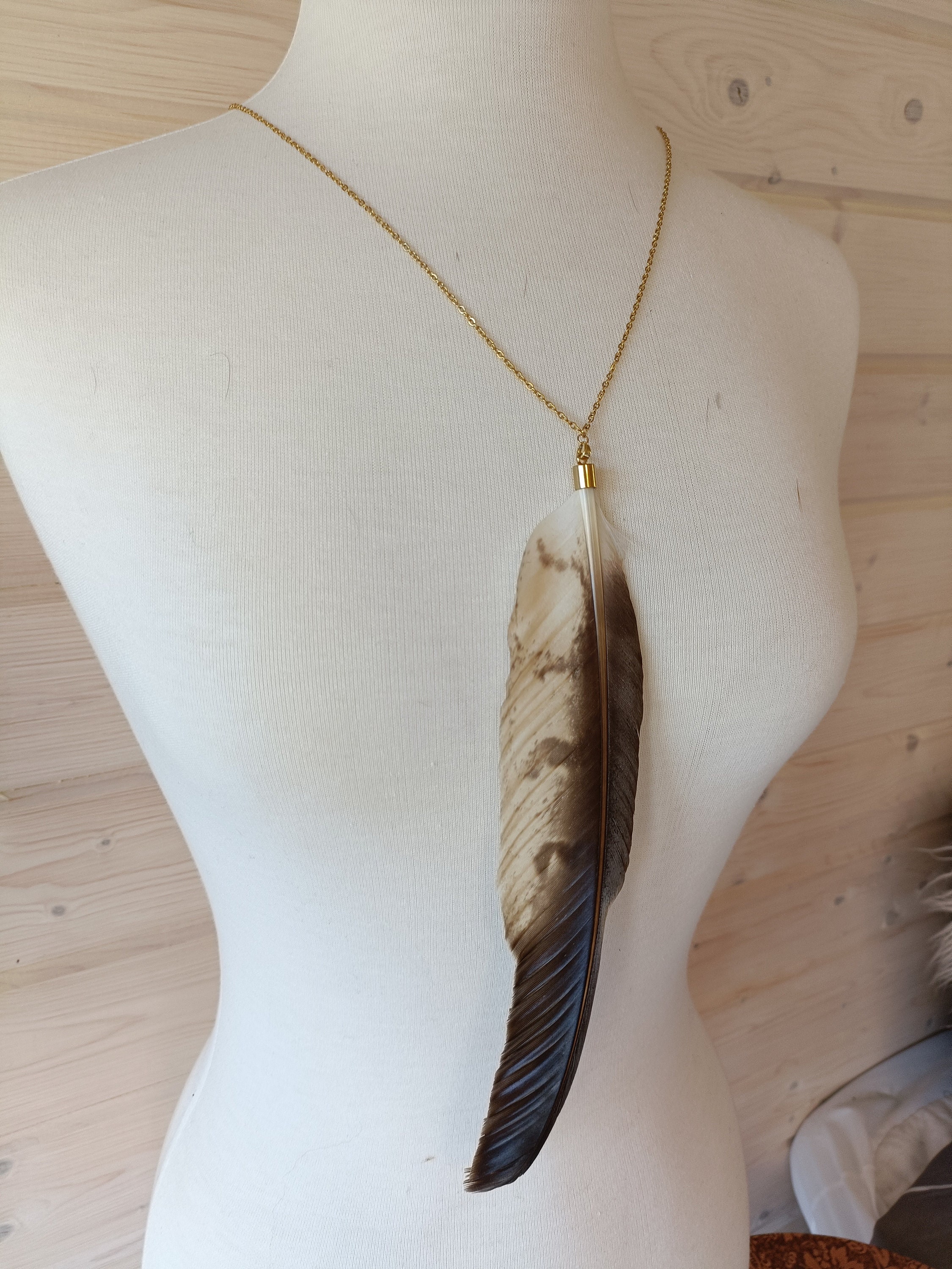 Falcon Feather Pendant Necklace - Etsy