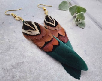 New Zealand Green Feather Handmade Earrings.