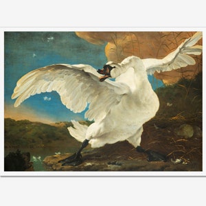 Impression d&#39;art Le cygne menacé, peinture hollandaise