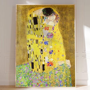 Klimt poster, The Kiss print, Art Nouveau wall decor