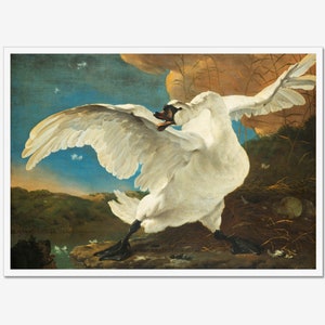 Stampa artistica "Il cigno minacciato", dipinto olandese