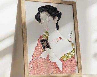 Japanese Woman Kimono Poster: Vintage Woodblock Print Wall Art