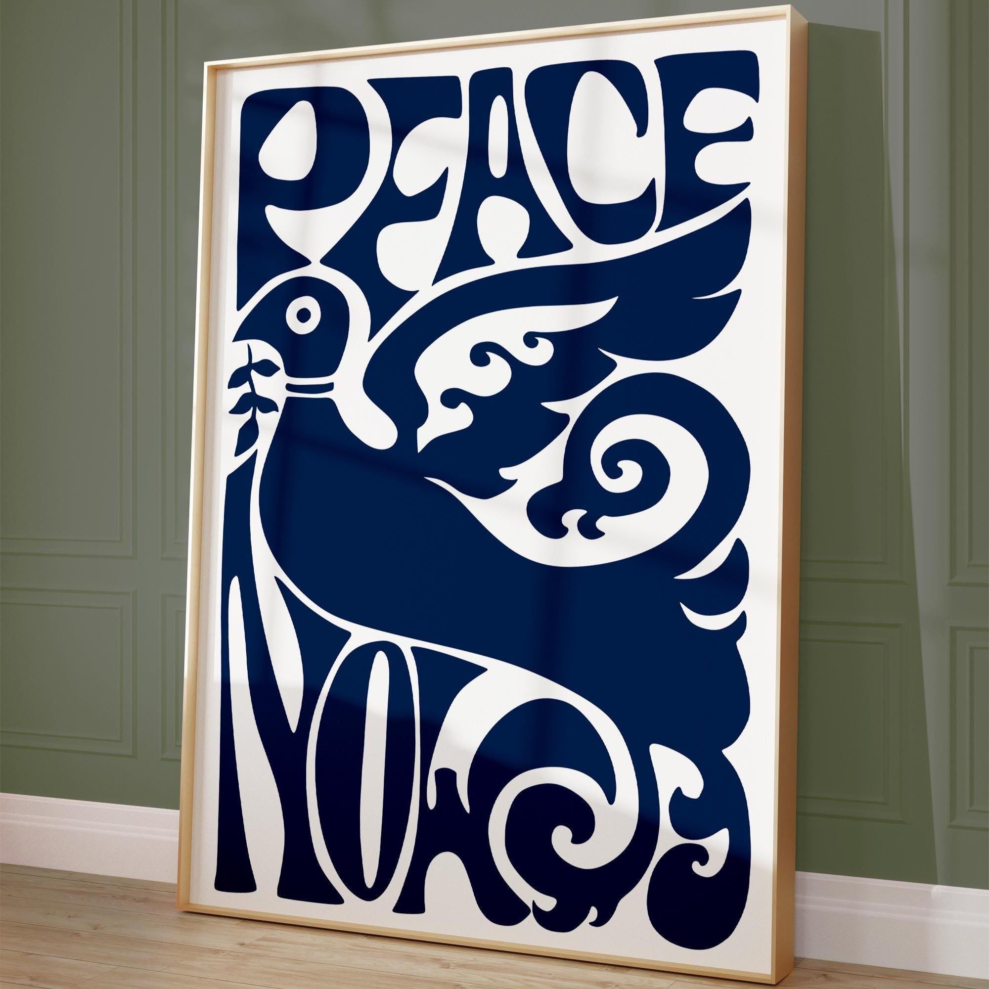 Peace Now-poster – vintage reproductieprint met vredesduif - Etsy