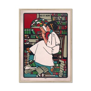 Frau liest Plakat, Sadie Wendell Mitchell Druck, Anfang des 20.Jahrhunderts, intellektuelle Frau Druck, Feminismus Kunst, Jugendstil Plakat