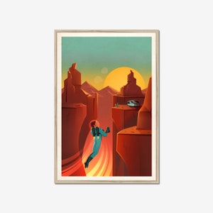 Futuristic poster, Astronaut print, Space Travel art