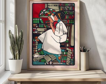 Impresión de Sadie Wendell Mitchell, póster de mujer leyendo estilo Art Nouveau