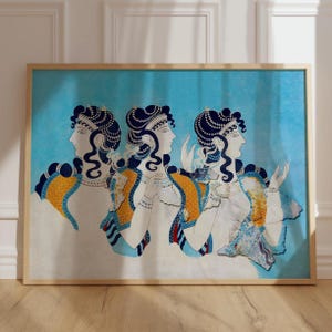 Manifesto greco, Manifesto delle donne minoiche, Stampa dell'affresco di Cnosso, Donne in blu